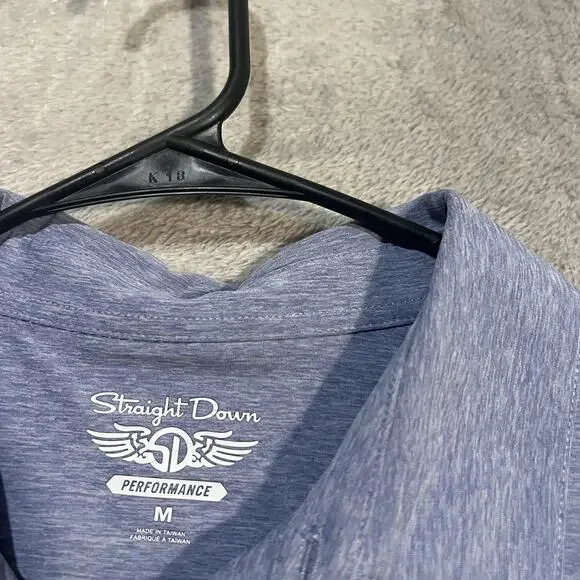 Straight Down Polo Shirt Mens Medium Blue Performance Golf Forest Hill Field - Picture 4 of 6